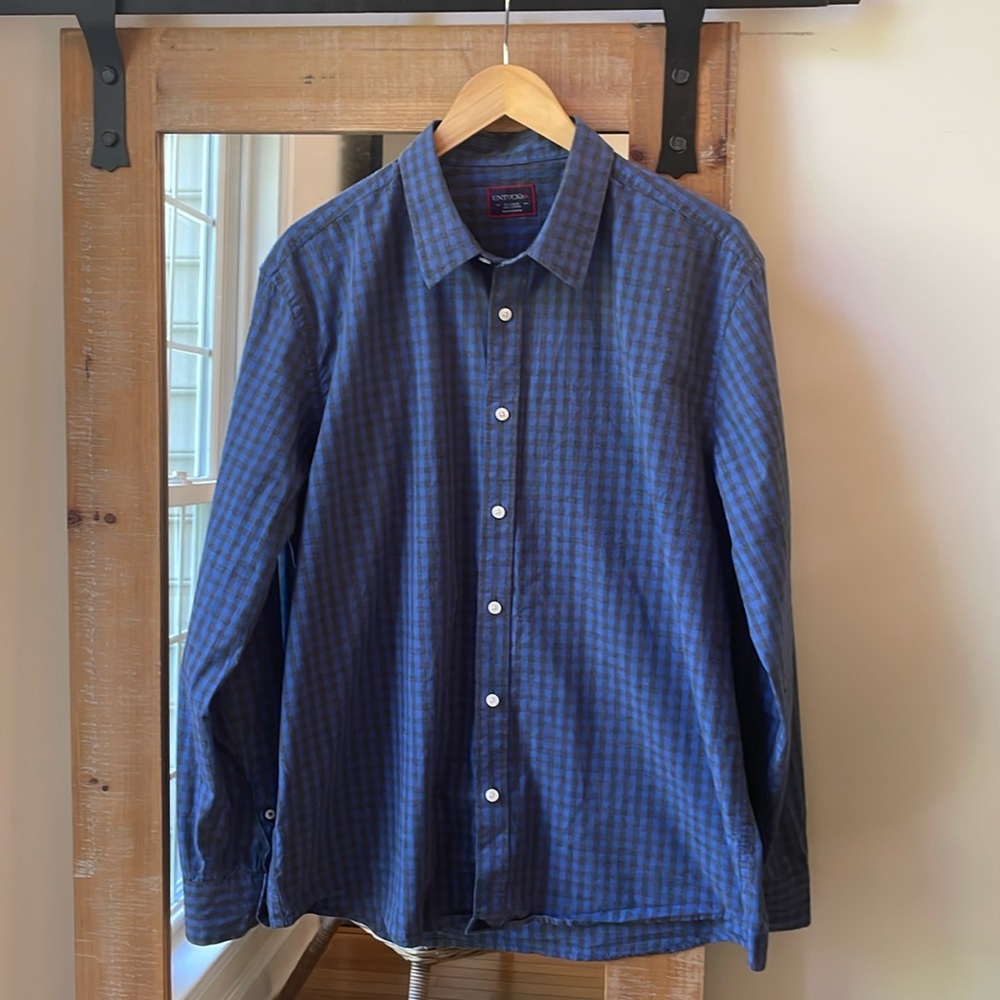 UNTUCKit Blue Plaid Long Sleeve Shirt Size XL